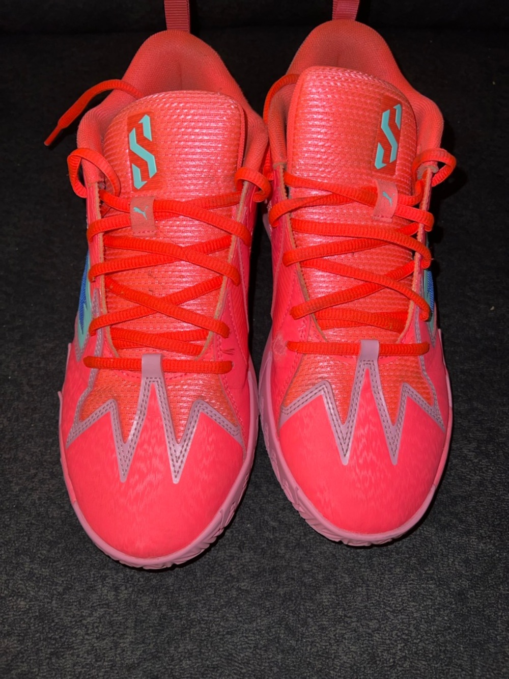 Puma Men’s Scoot Zero Sunset Glow Pink Athletic Sneakers with Light Blue Accents